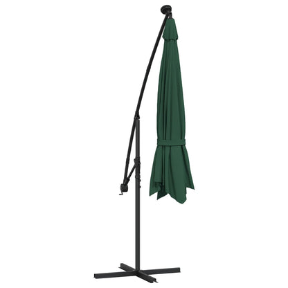 Zweefparasol met LED-verlichting en metalen paal 350 cm groen