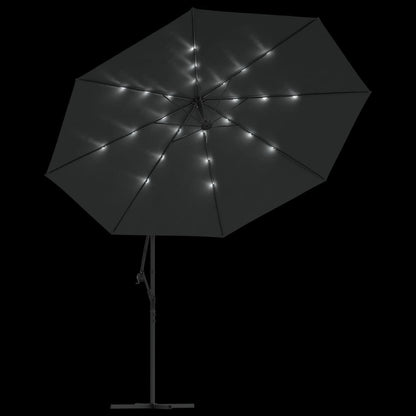 Zweefparasol met LED-verlichting metalen paal 350 cm antraciet