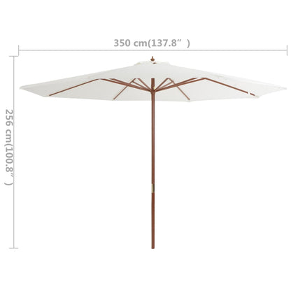 Parasol met houten paal 350 cm zandwit