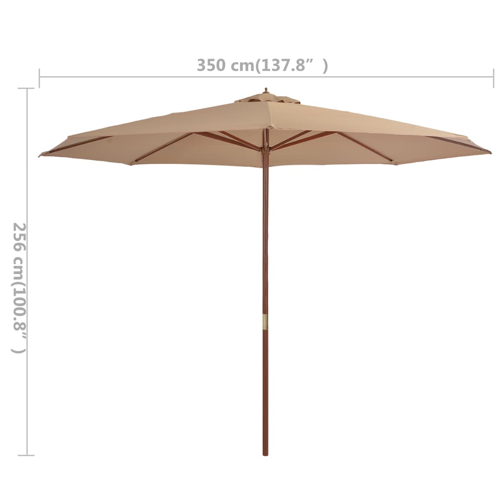 Parasol met houten paal 350 cm taupe