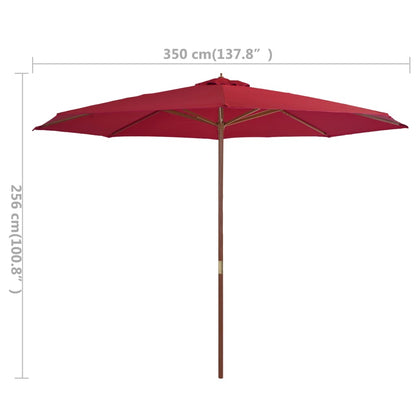 Parasol met houten paal 350 cm bordeauxrood