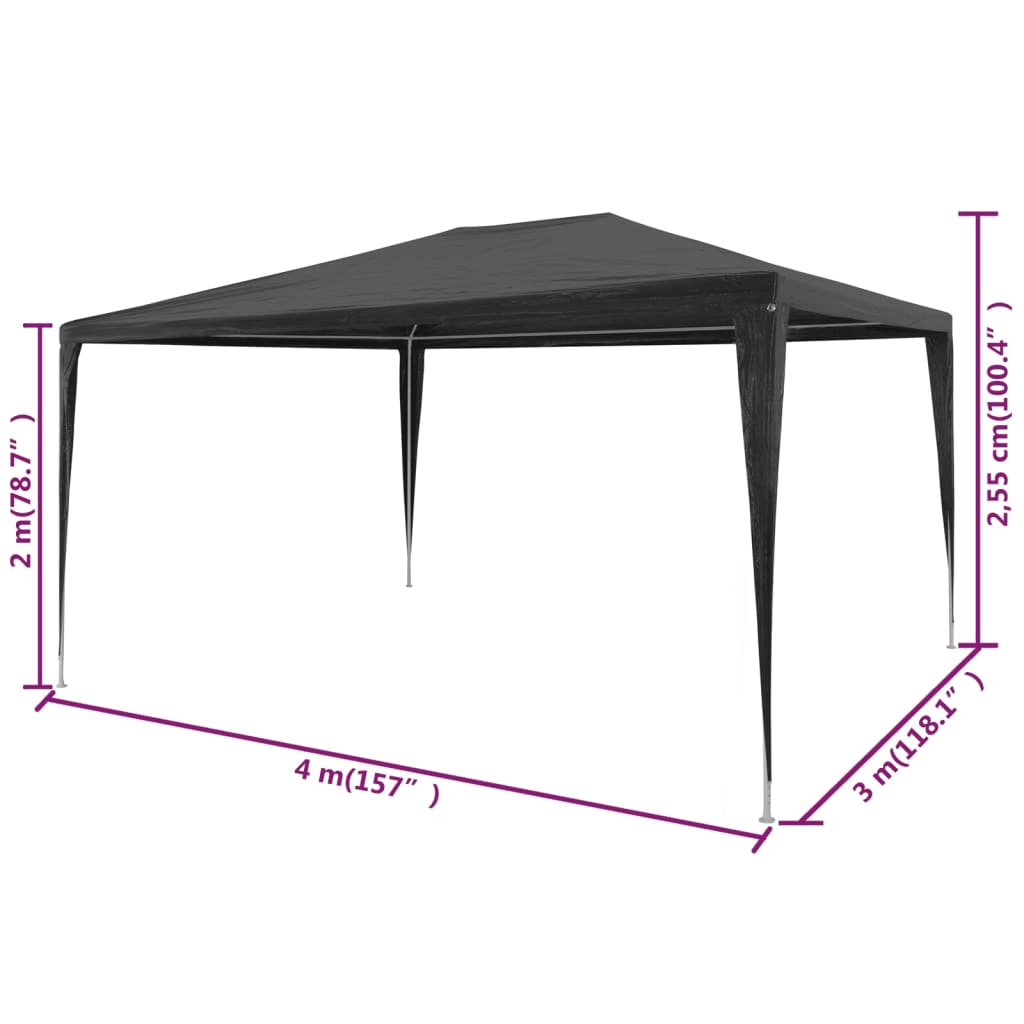 Partytent 3x4 m PE antraciet