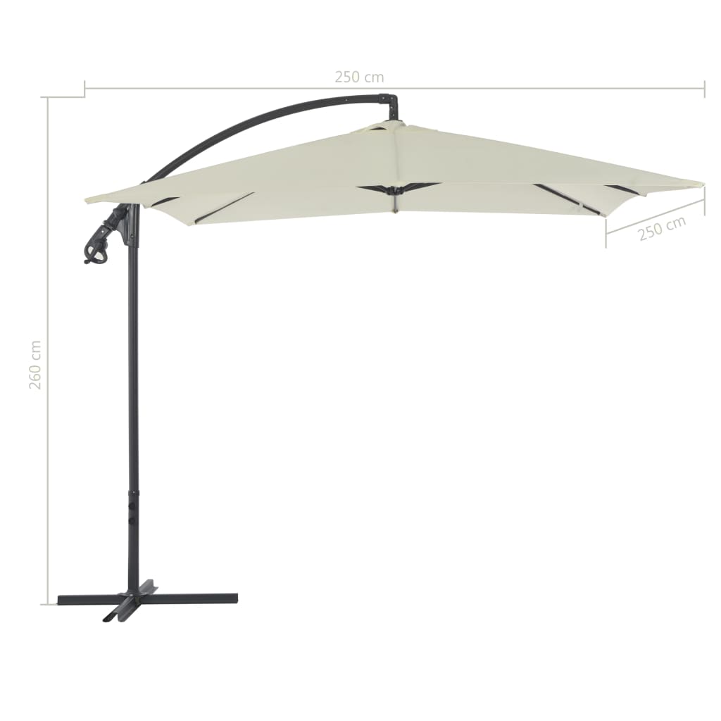 Zweefparasol met stalen paal 250x250 cm zandkleurig