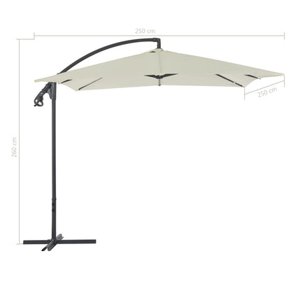 Zweefparasol met stalen paal 250x250 cm zandkleurig