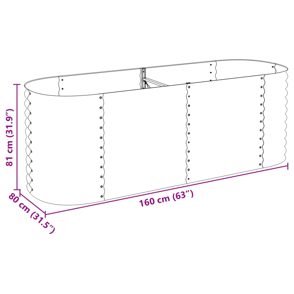 Plantenbak verhoogd 240x80x81 cm gegalvaniseerd staal zilver