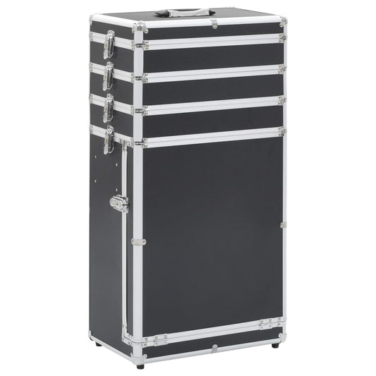 vidaXL Make-up trolley aluminium zwart