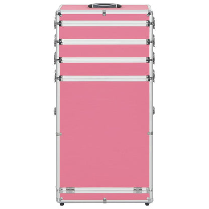 Make-up trolley aluminium roze