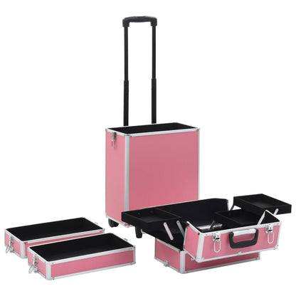 Make-up trolley aluminium roze