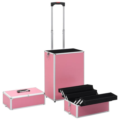 Make-up trolley aluminium roze