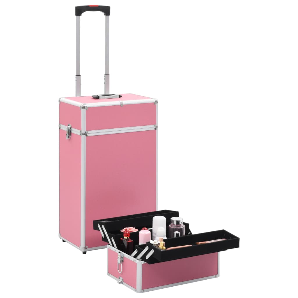 Make-up trolley aluminium roze