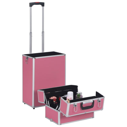 Make-up trolley aluminium roze