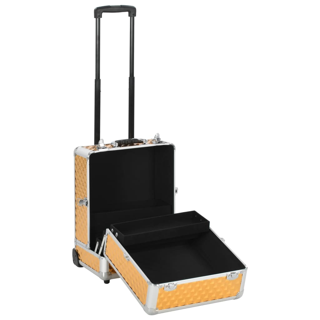 Make-up trolley 35x29x45 cm aluminium goudkleurig