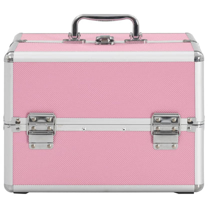 Make-up koffer 22x30x21 cm aluminium roze