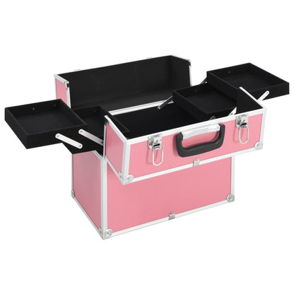 Make-up koffer 38x23x34 cm aluminium roze