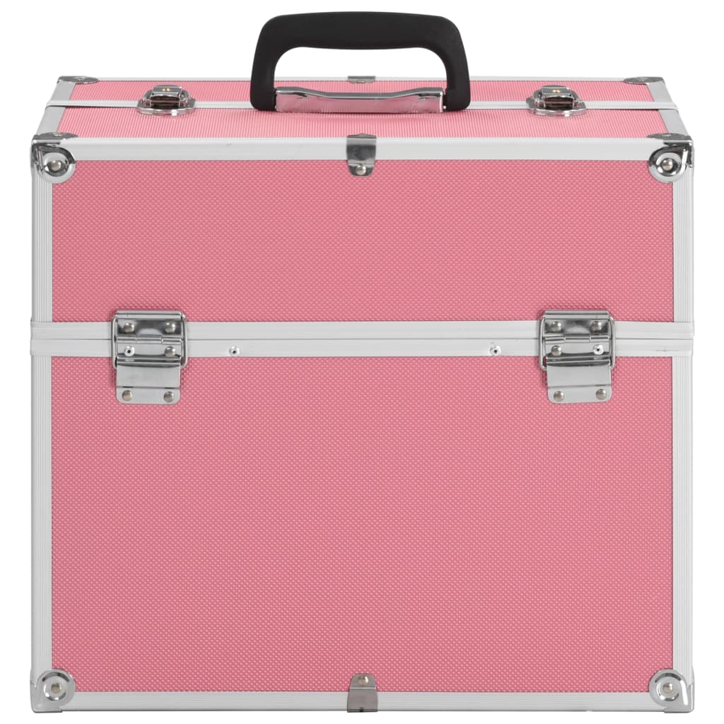 Make-up koffer 38x23x34 cm aluminium roze