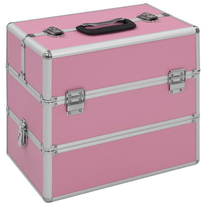 Make-up koffer 37x24x35 cm aluminium roze