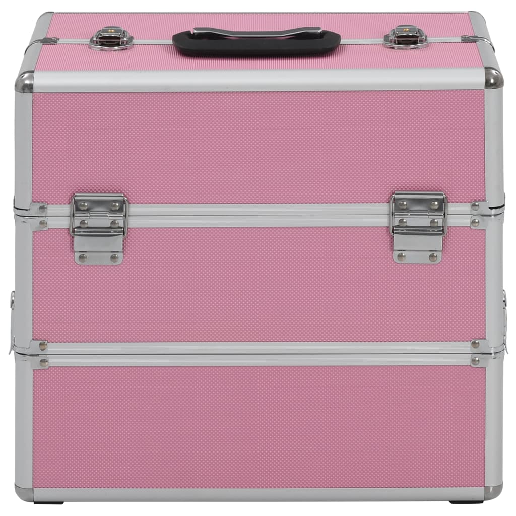 Make-up koffer 37x24x35 cm aluminium roze