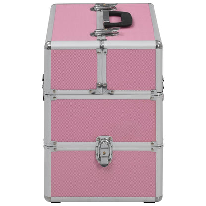 Make-up koffer 37x24x35 cm aluminium roze