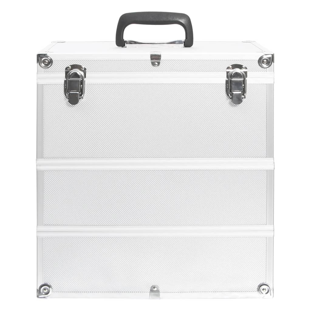 Make-up koffer 37x24x40 cm aluminium zilverkleurig