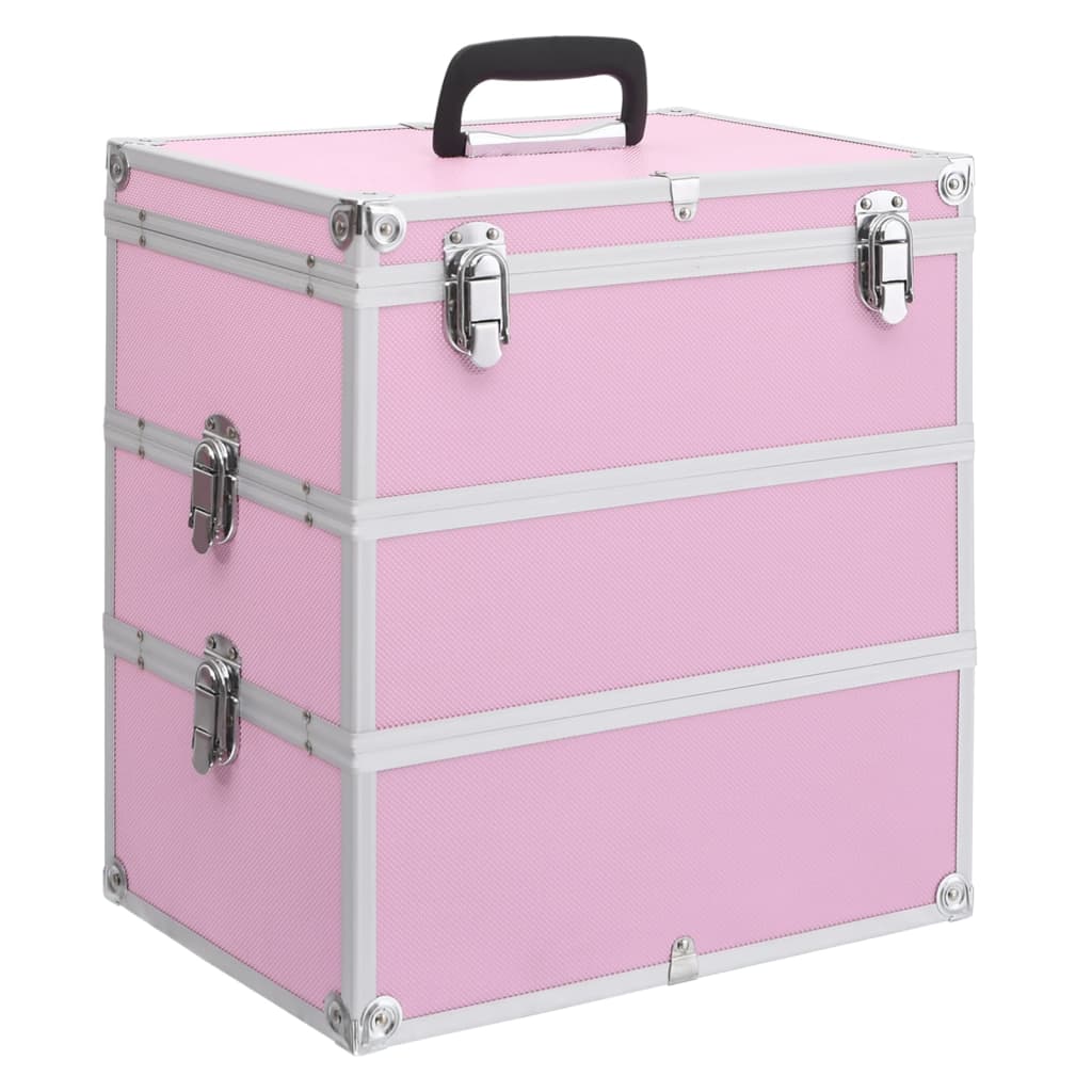 Make-up koffer 37x24x40 cm aluminium roze