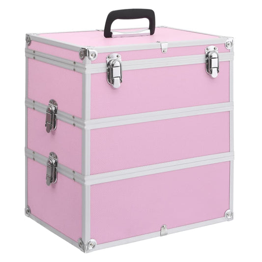 vidaXL Make-up koffer 37x24x40 cm aluminium roze