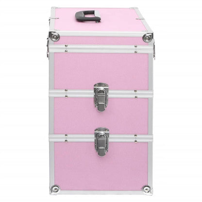 Make-up koffer 37x24x40 cm aluminium roze