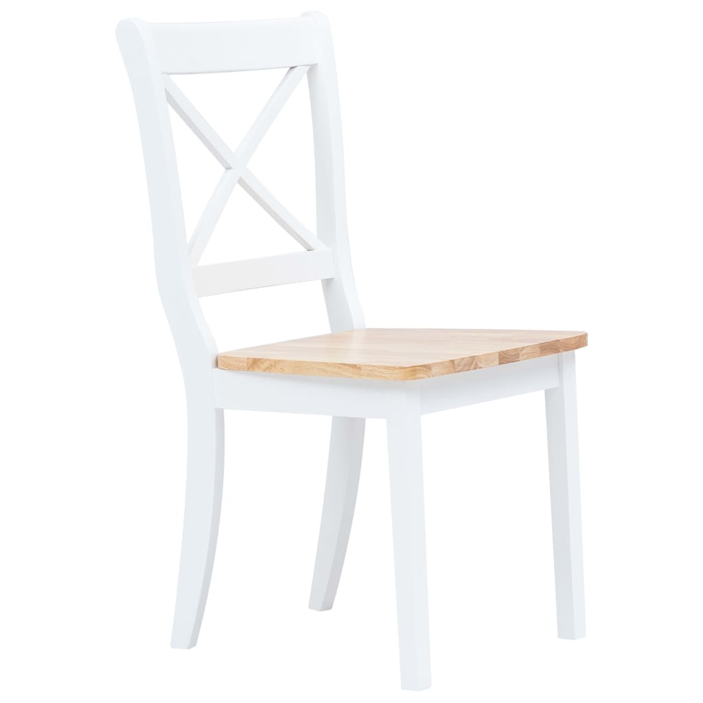 Eetkamerstoelen 4 st massief rubberwood naturel en wit