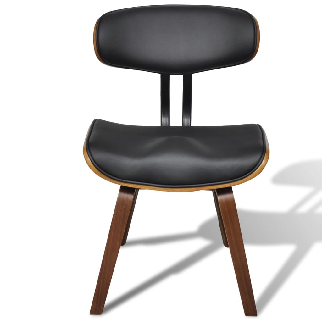 Eetkamerstoelen 2 st gebogen hout en kunstleer