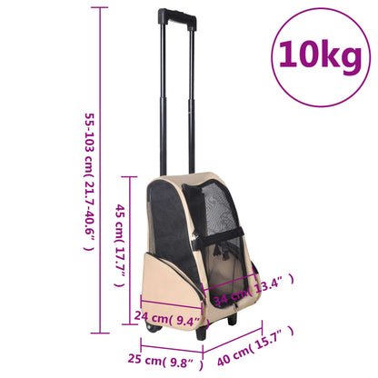 Huisdierentrolley inklapbaar beige