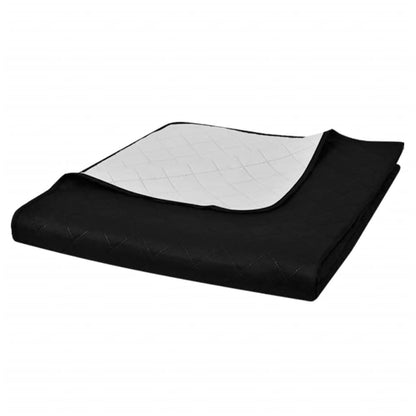 Bedsprei gewatteerd dubbelzijdig 170x210 cm zwart/wit