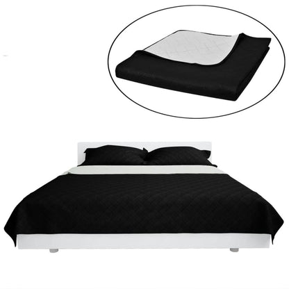 Bedsprei gewatteerd dubbelzijdig 170x210 cm zwart/wit