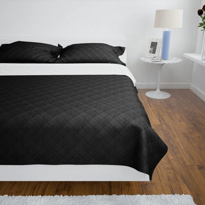 Bedsprei gewatteerd dubbelzijdig 220x240 cm zwart/wit