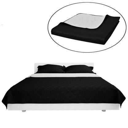 Bedsprei gewatteerd dubbelzijdig 230x260 cm zwart/wit