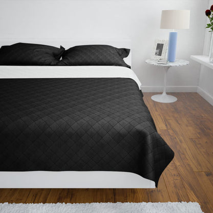 Bedsprei gewatteerd dubbelzijdig 230x260 cm zwart/wit