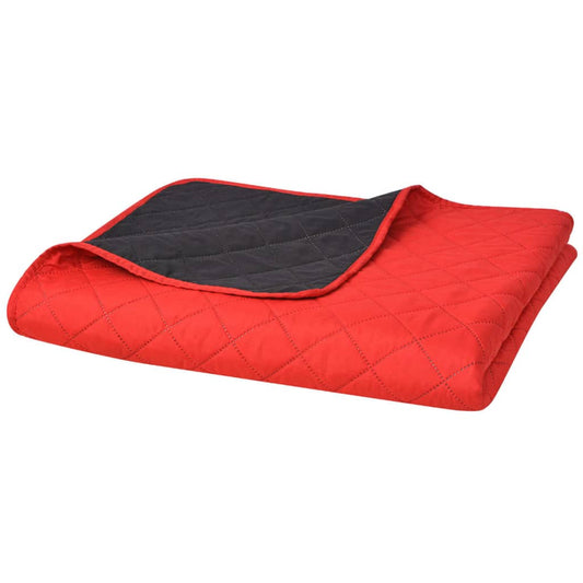 Dubbelzijdige quilt bedsprei rood en zwart 220x240 cm