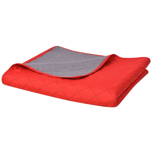 Dubbelzijdige quilt bedsprei rood en grijs 170x210 cm