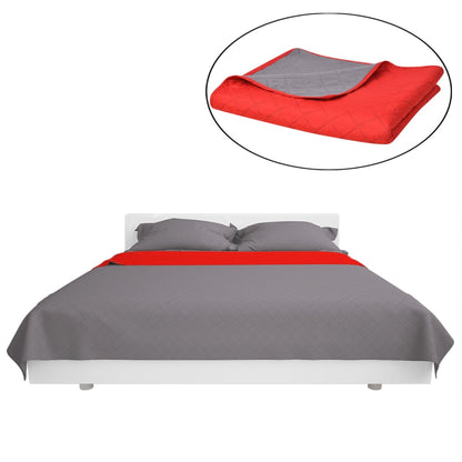 Dubbelzijdige quilt bedsprei rood en grijs 170x210 cm