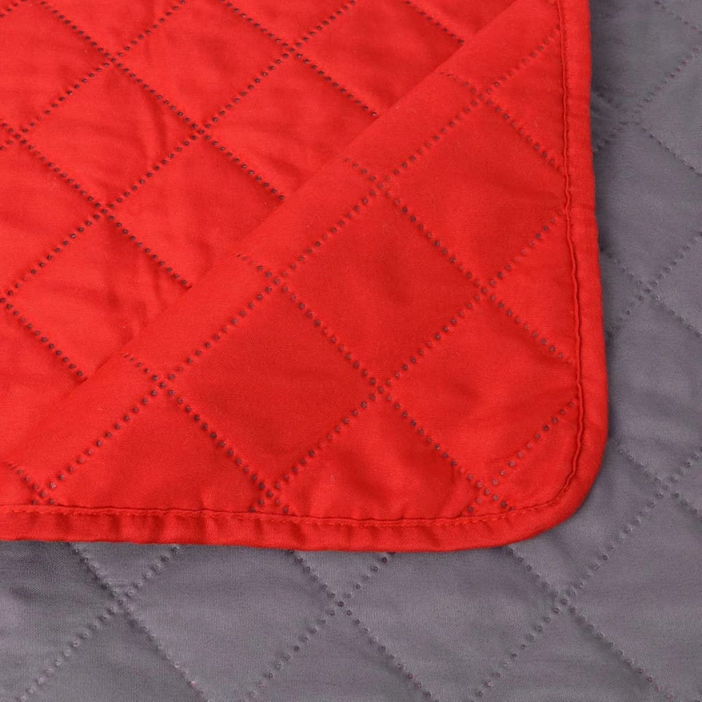 Dubbelzijdige quilt bedsprei rood en grijs 170x210 cm