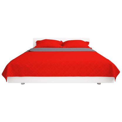 Dubbelzijdige quilt bedsprei rood en grijs 220x240 cm