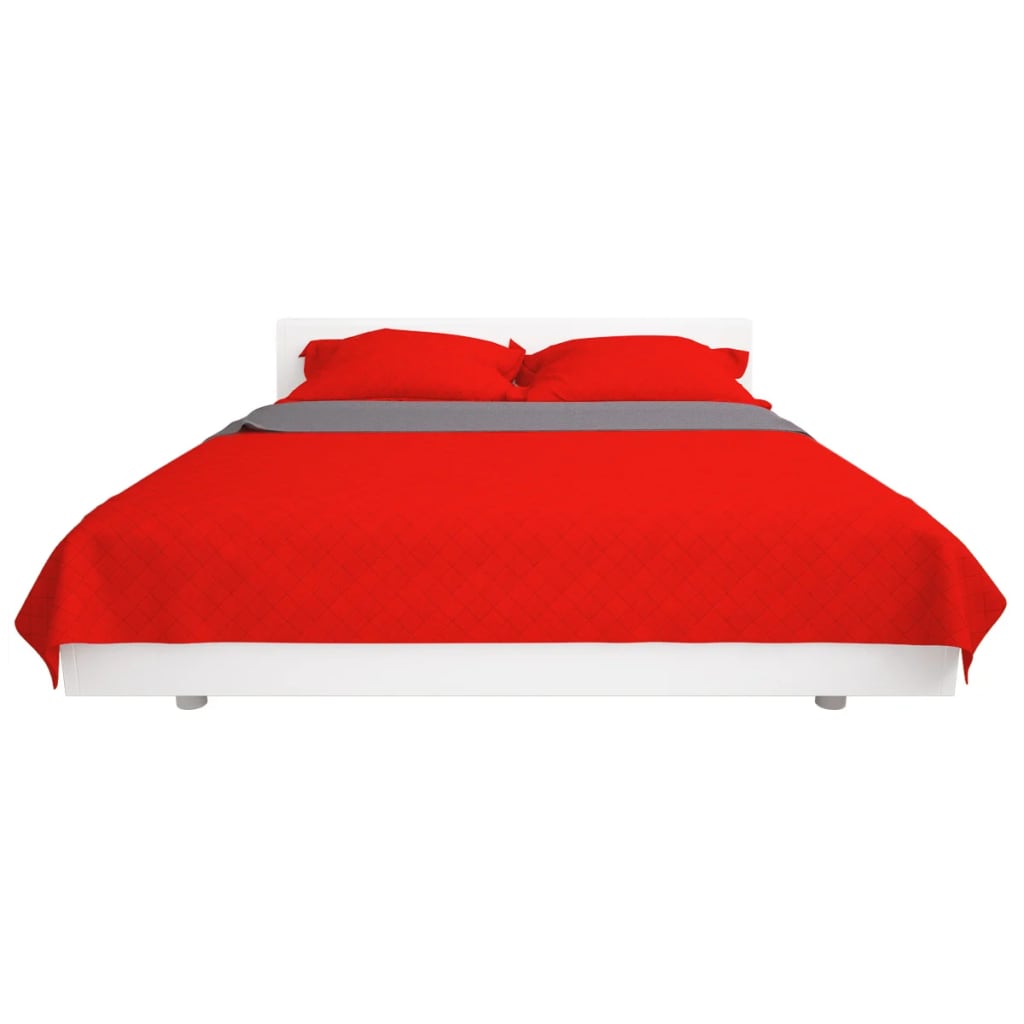 Dubbelzijdige quilt bedsprei rood en grijs 230x260 cm