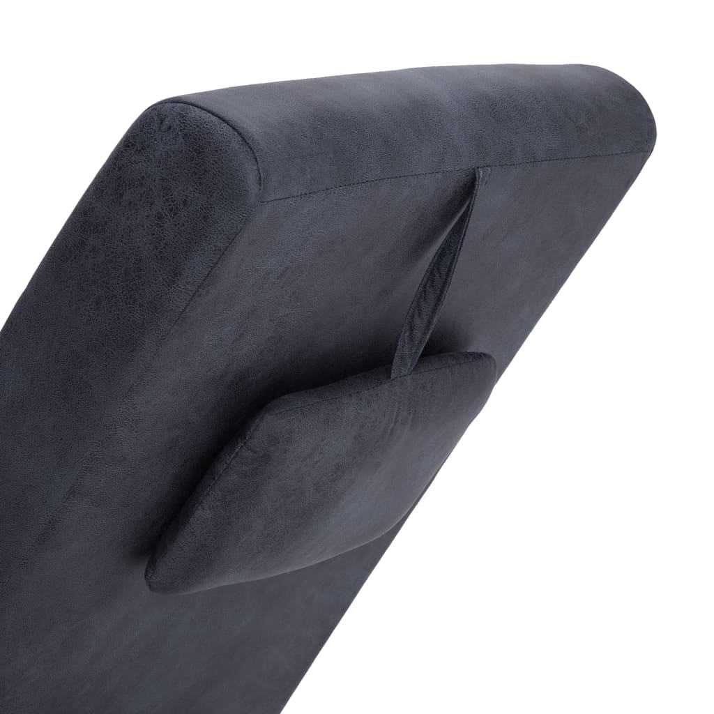 Chaise longue met kussen kunstsuède grijs