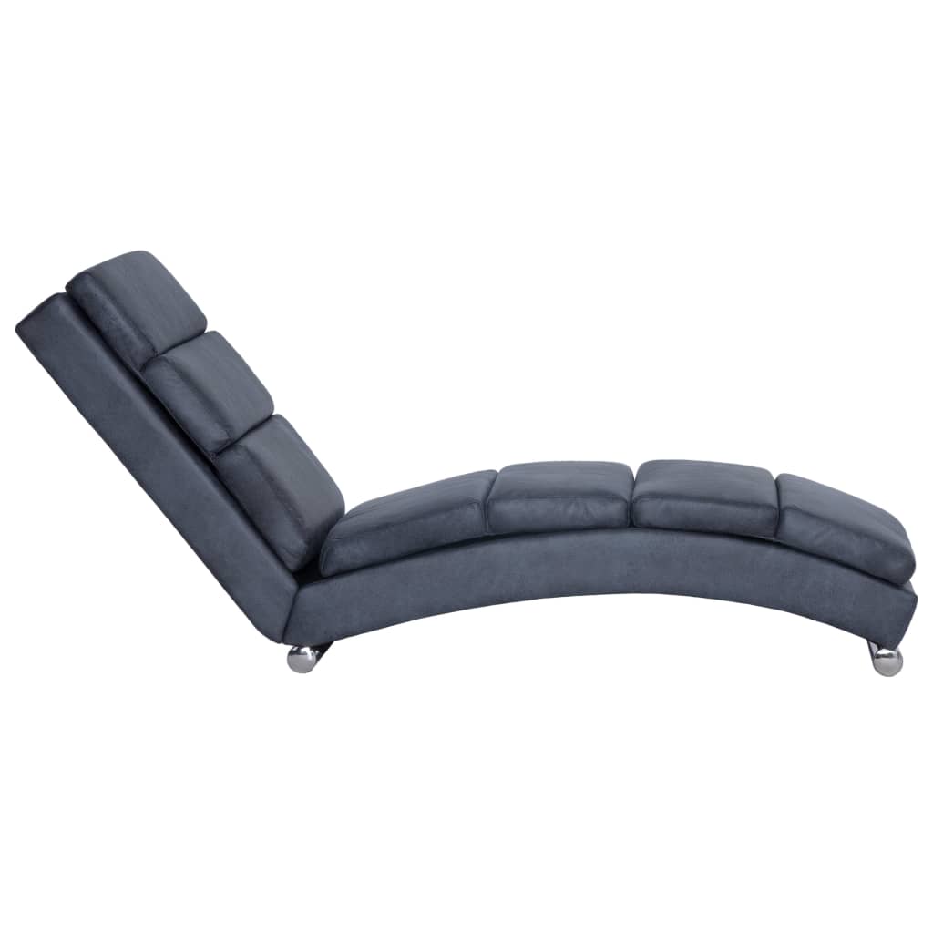 Chaise longue kunstsuède grijs