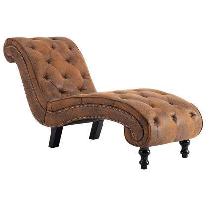 Chaise longue kunstsuède bruin