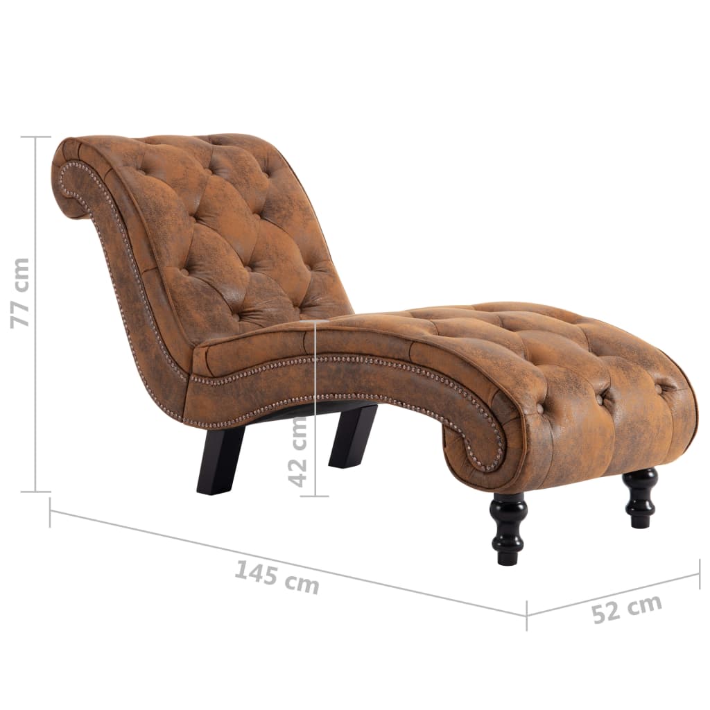 Chaise longue kunstsuède bruin