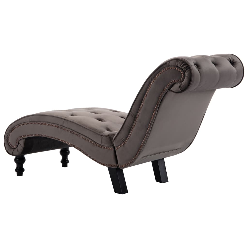 Chaise longue fluweel grijs