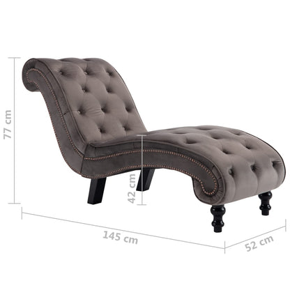 Chaise longue fluweel grijs