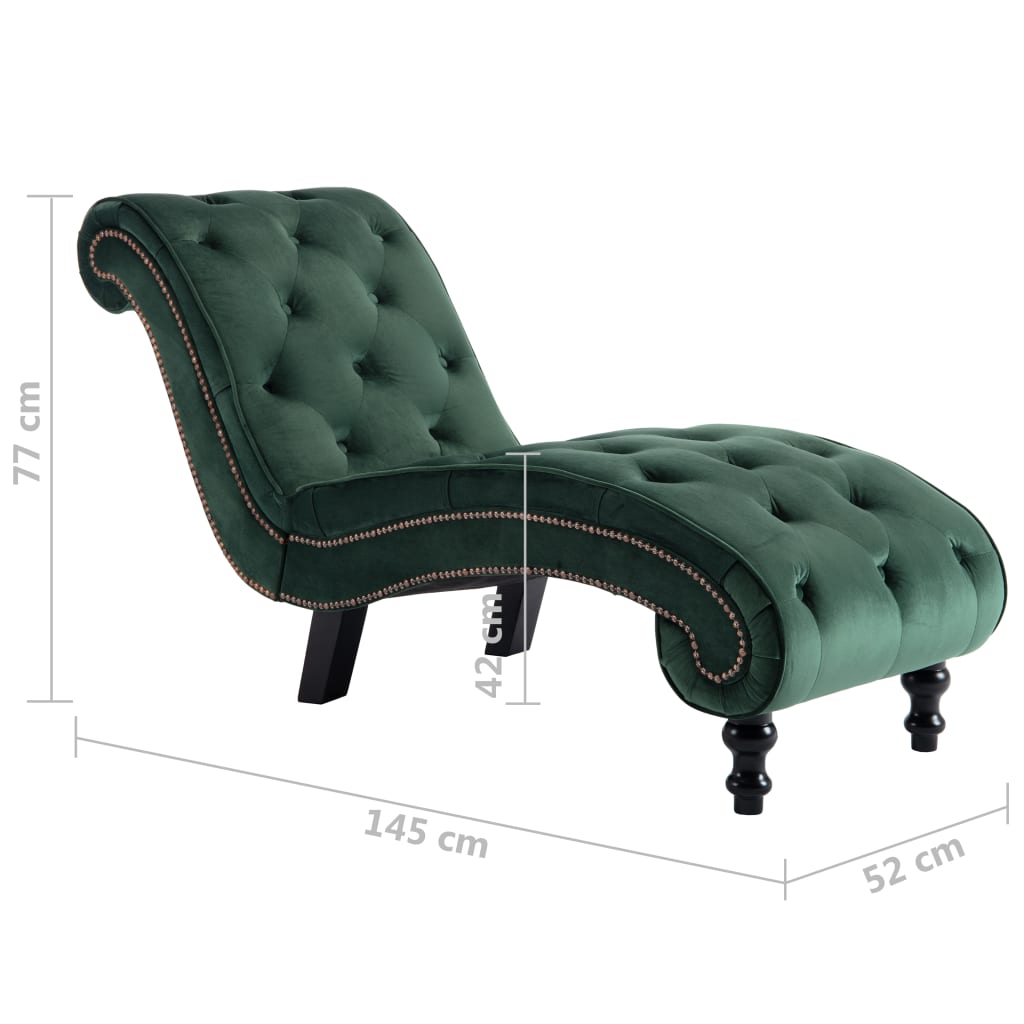 Chaise longue fluweel groen