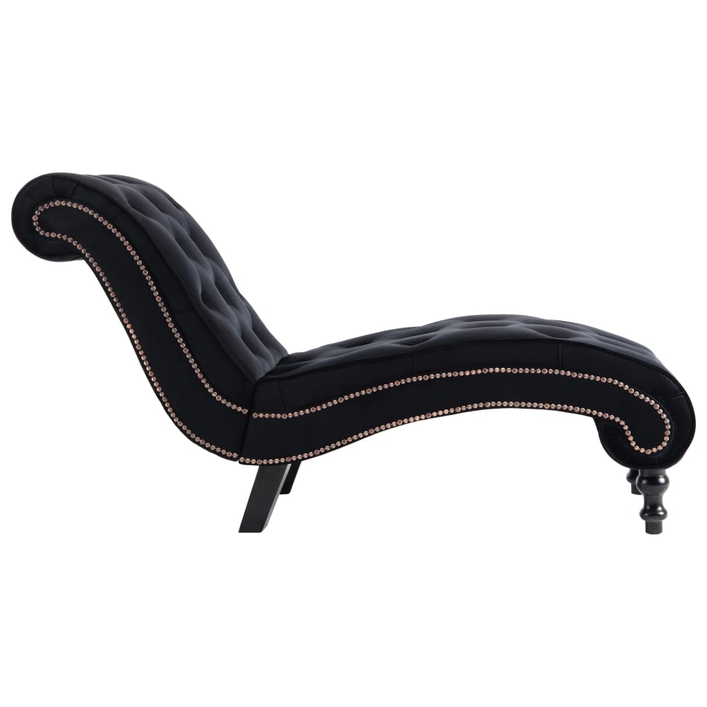 Chaise longue fluweel zwart