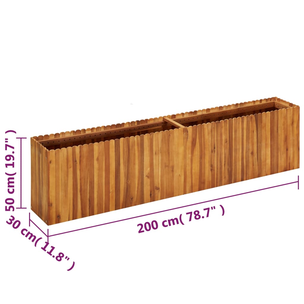 Plantenbak verhoogd 200x30x50 cm massief acaciahout