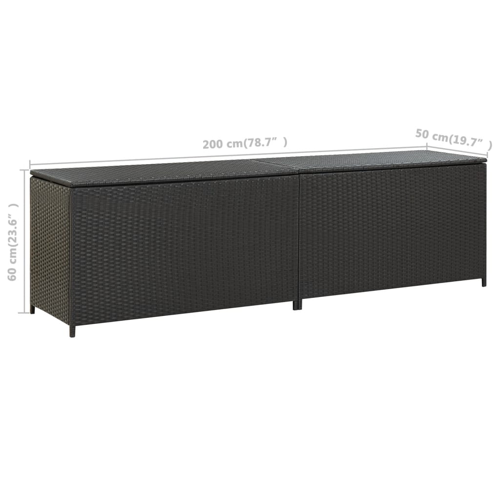 Tuinbox 200x50x60 cm poly rattan zwart